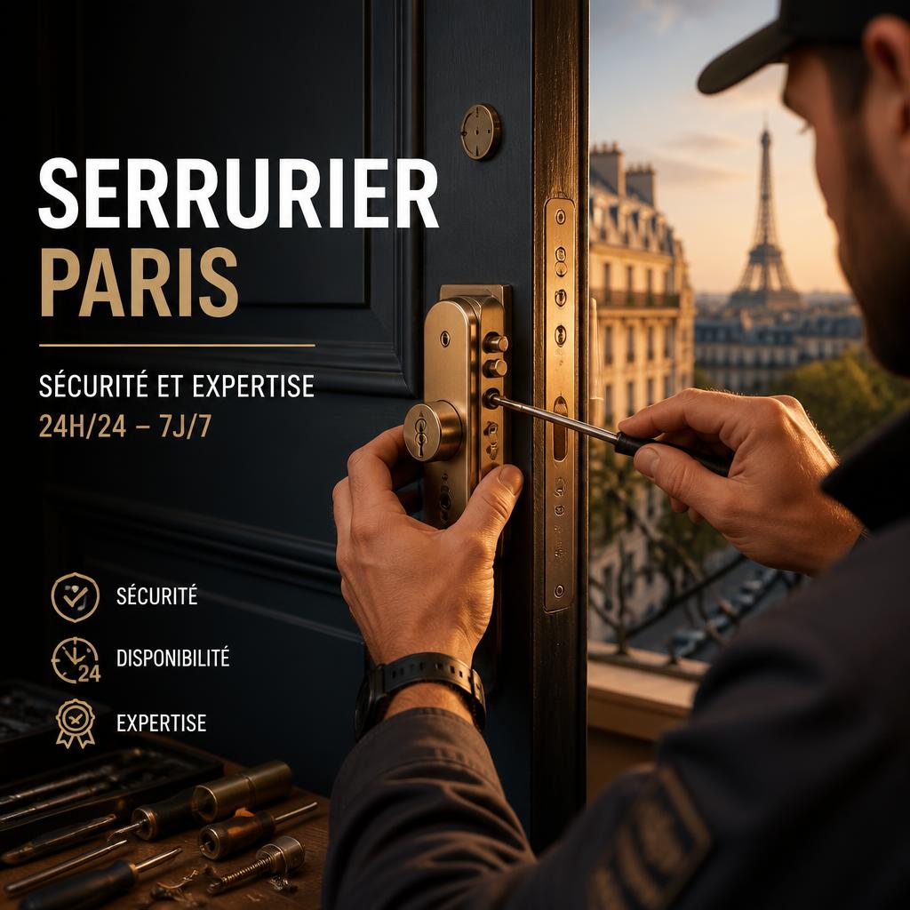 Serrurier professionnel installant une serrure haute sécurité à Paris